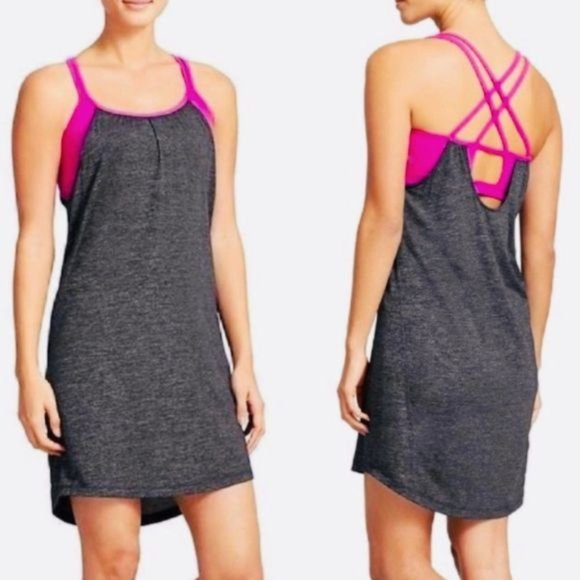 Athleta Tops - Athleta Hidden Agenda Pink Bra Grey Tunic Top S